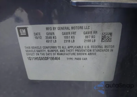 2013 Chevrolet Malibu 1Lz z USA, uszkodzony, nr VIN 1G11H5SA5DF196464